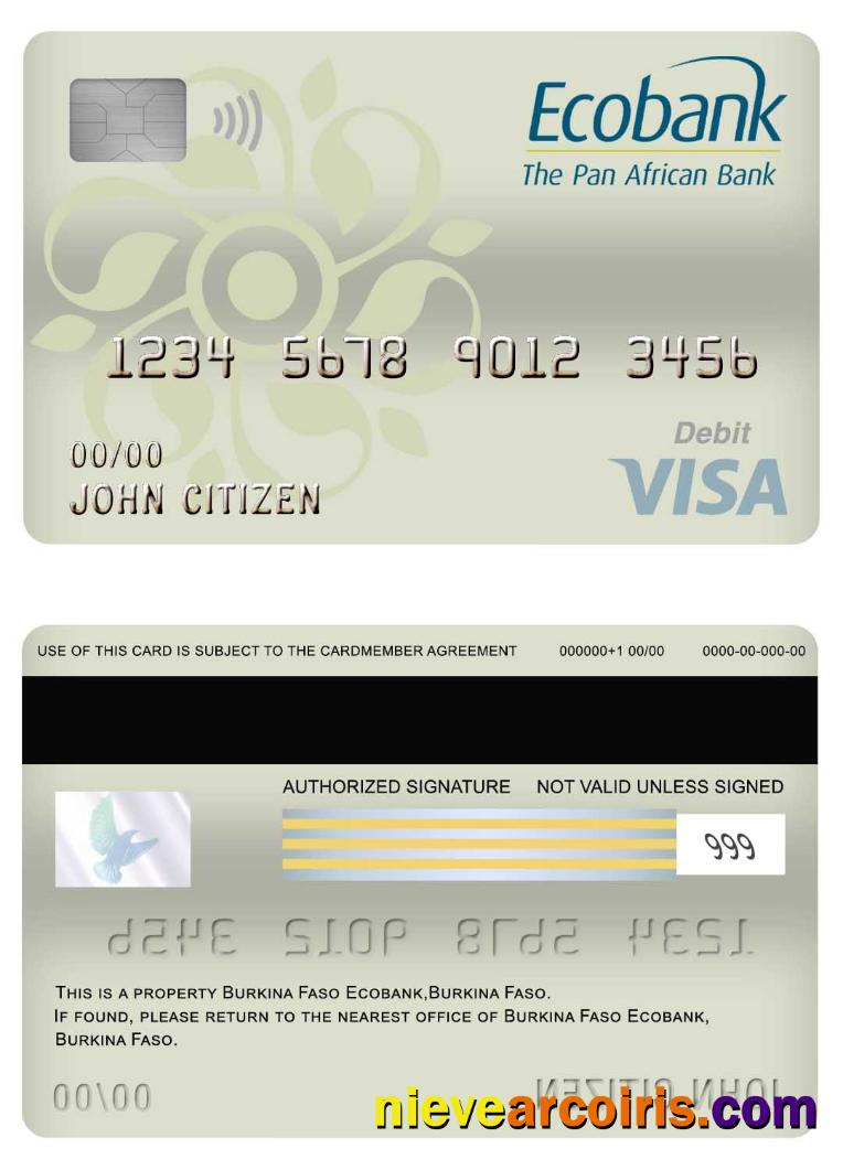 Burkina Faso Ecobank bank visa debit card